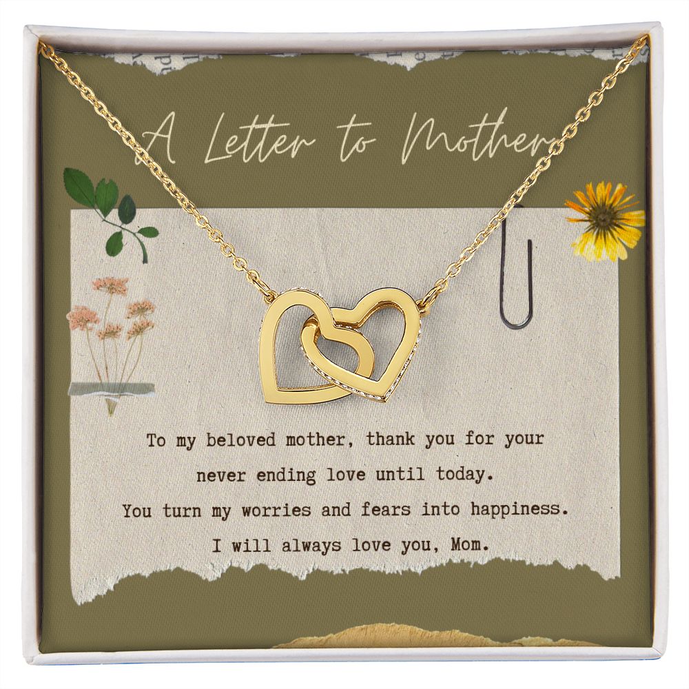 A letter to mother interlocking hearts necklace - StarShineBox -