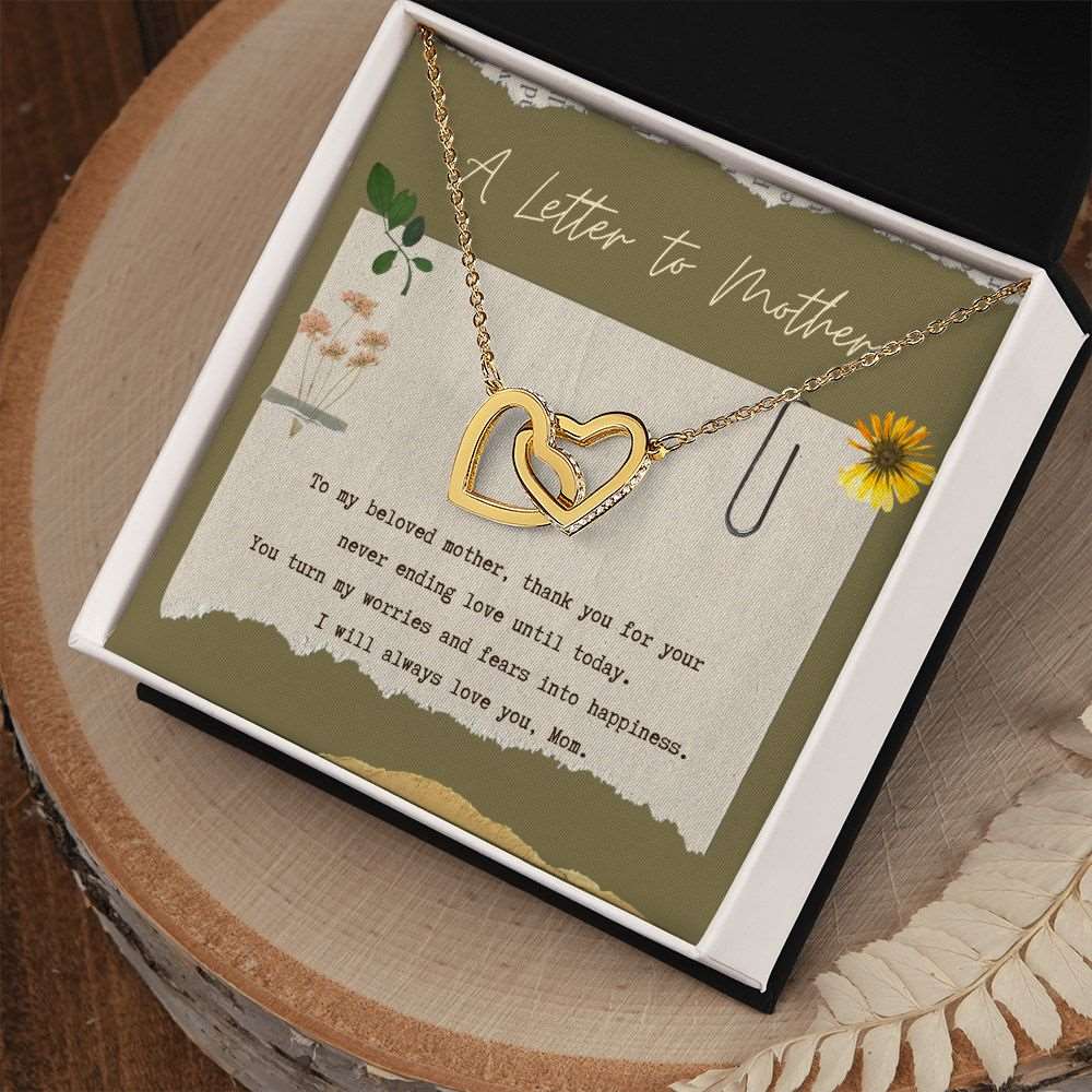 A letter to mother interlocking hearts necklace - StarShineBox -