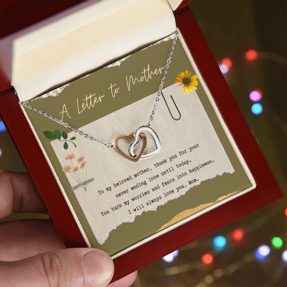 A letter to mother interlocking hearts necklace - StarShineBox -
