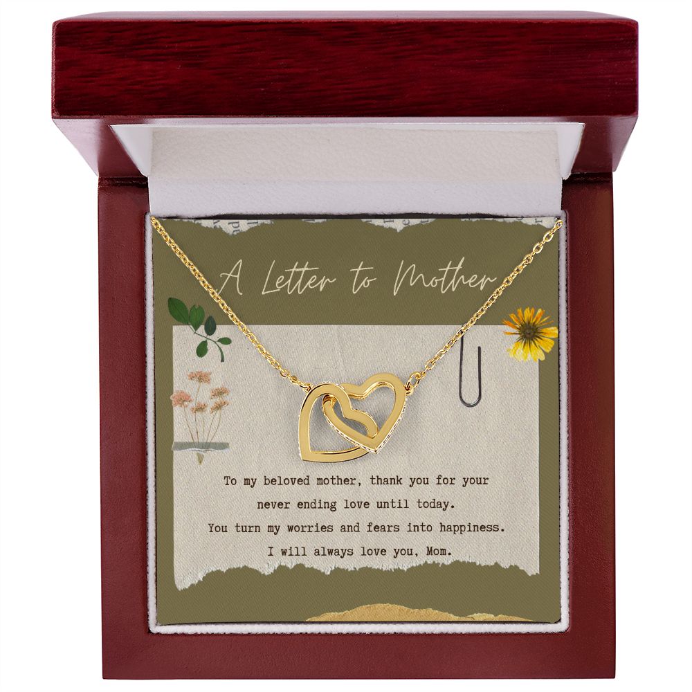 A letter to mother interlocking hearts necklace - StarShineBox -