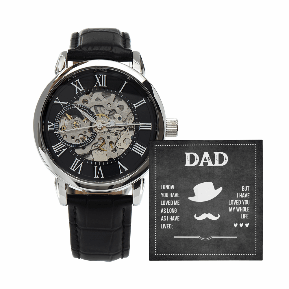 Dad I know you have loved me Men's Openwork Watch With Mahogany Box - StarShineBox -