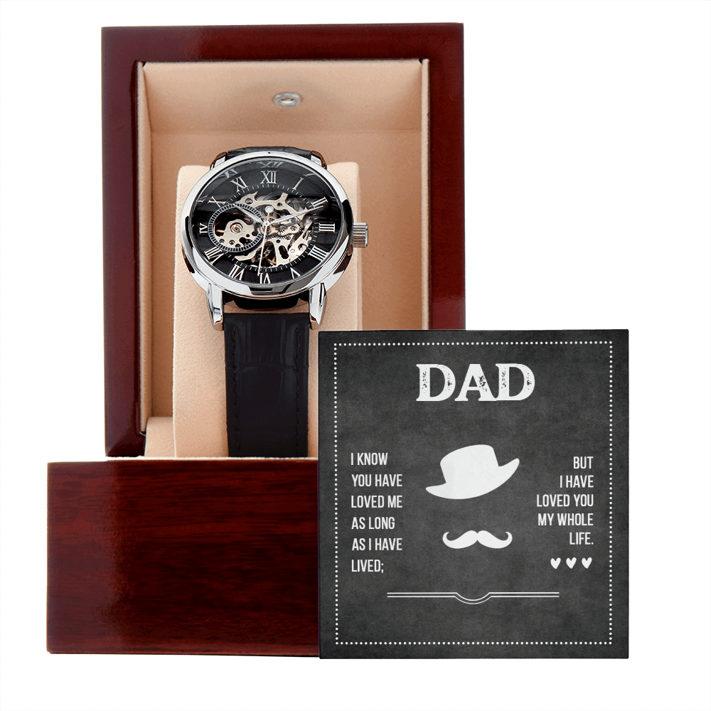 Dad I know you have loved me Men's Openwork Watch With Mahogany Box - StarShineBox -