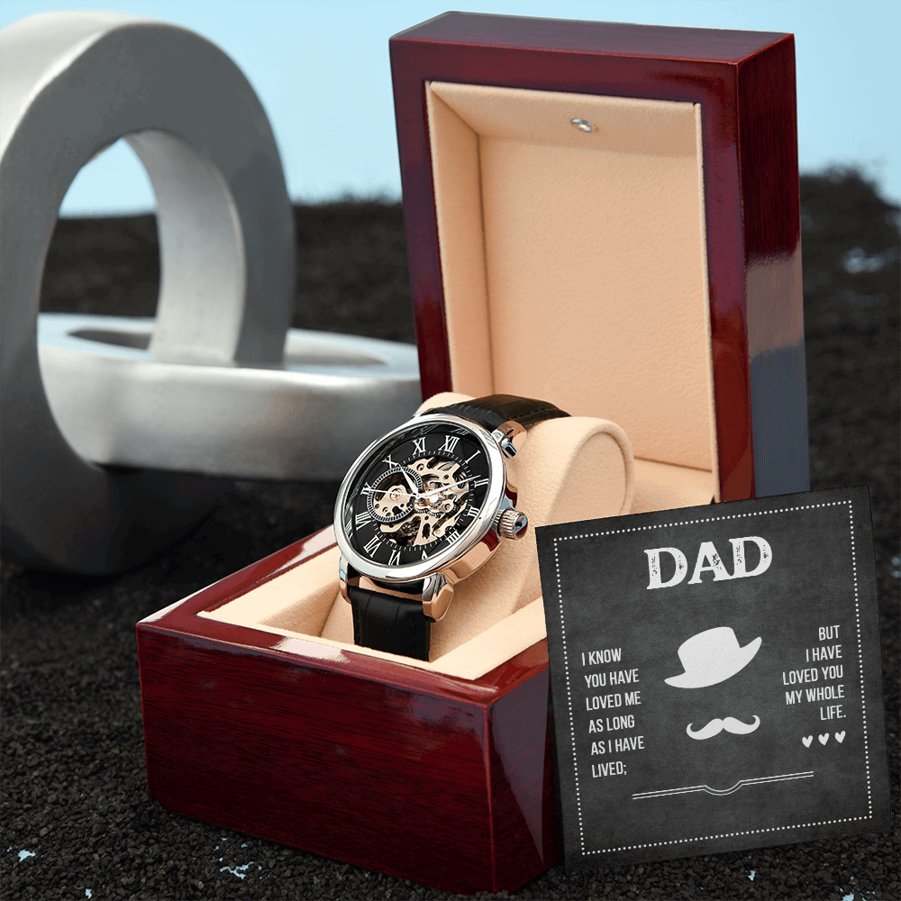 Dad I know you have loved me Men's Openwork Watch With Mahogany Box - StarShineBox -