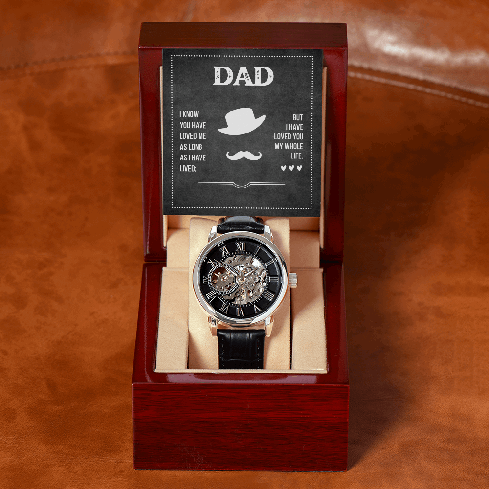 Dad I know you have loved me Men's Openwork Watch With Mahogany Box - StarShineBox -