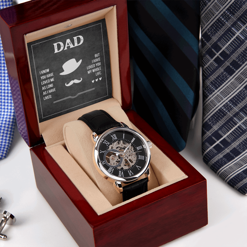 Dad I know you have loved me Men's Openwork Watch With Mahogany Box - StarShineBox -