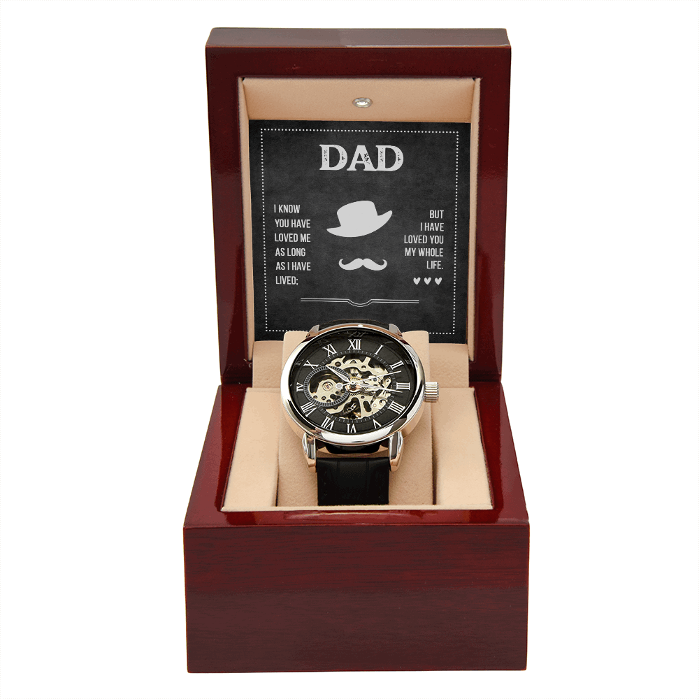 Dad I know you have loved me Men's Openwork Watch With Mahogany Box - StarShineBox -