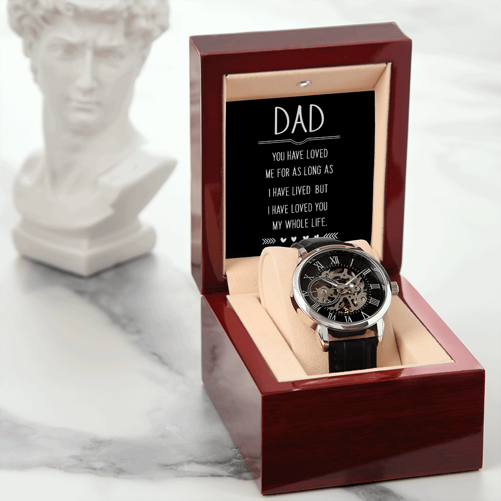 Dad you have loved me Men's Openwork Watch With Mahogany Box - StarShineBox -