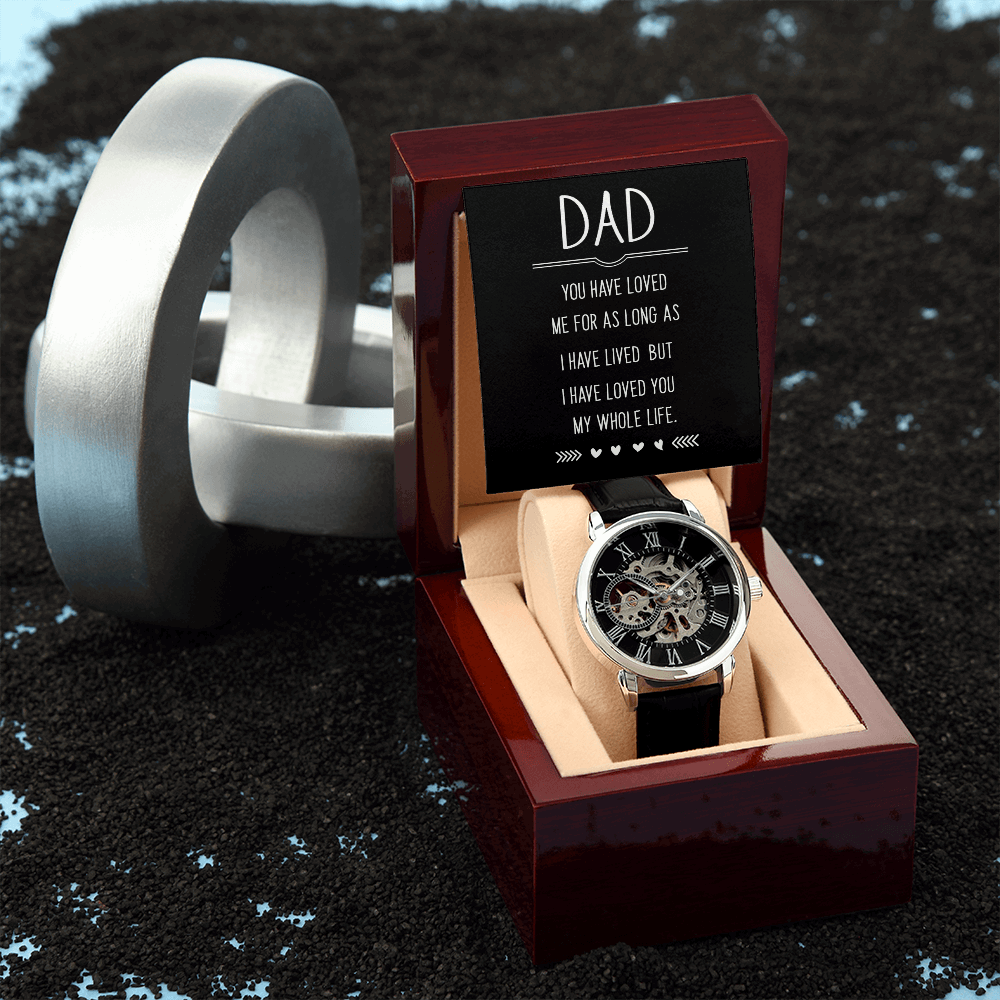 Dad you have loved me Men's Openwork Watch With Mahogany Box - StarShineBox -