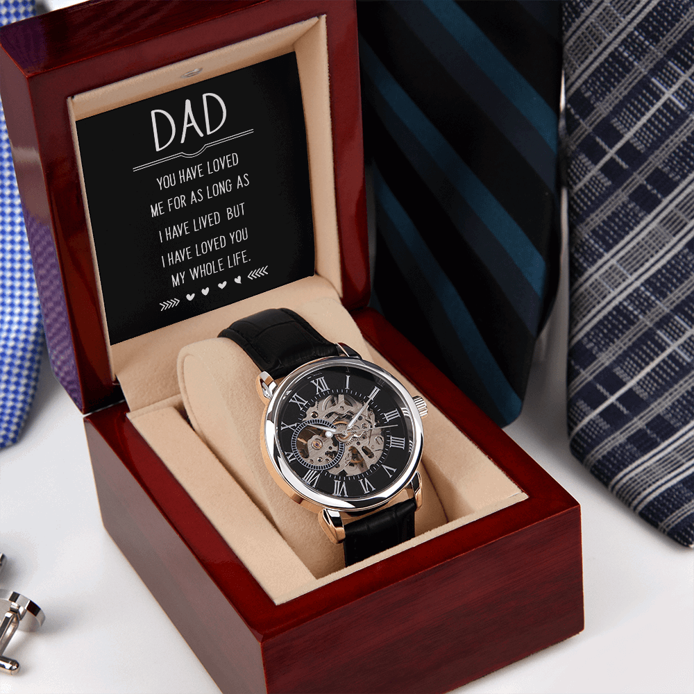 Dad you have loved me Men's Openwork Watch With Mahogany Box - StarShineBox -
