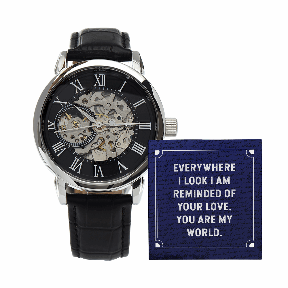 Everywhere I look Men's Openwork Watch With Mahogany Box - StarShineBox -