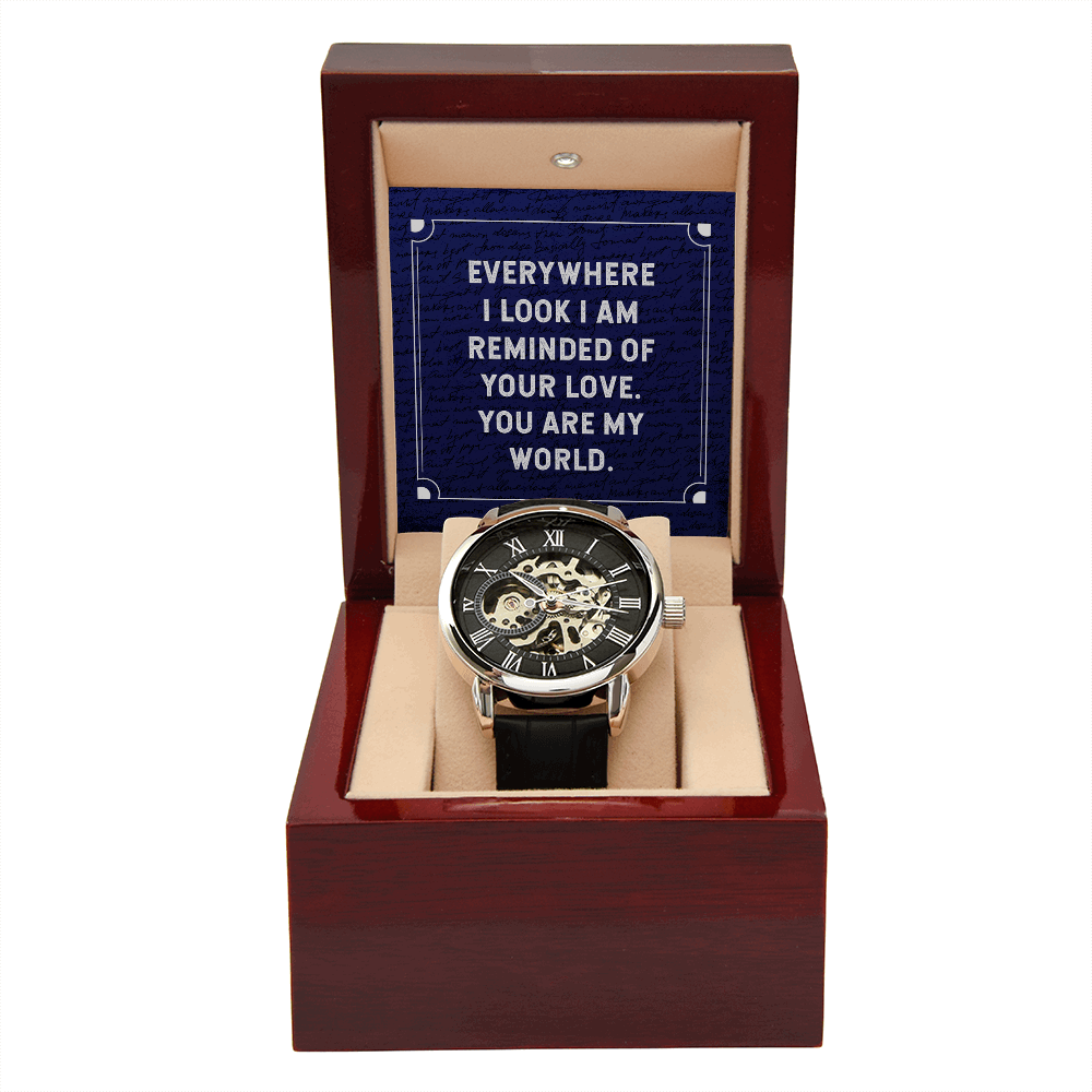 Everywhere I look Men's Openwork Watch With Mahogany Box - StarShineBox -
