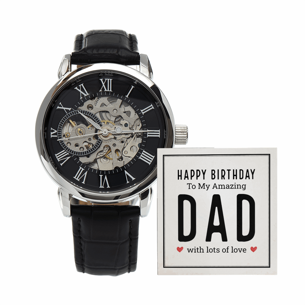 Happy birthday to my amazing dad Men's Openwork Watch With Mahogany Box - StarShineBox -