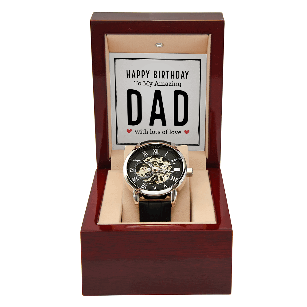 Happy birthday to my amazing dad Men's Openwork Watch With Mahogany Box - StarShineBox -