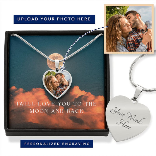 I will love you to the moon and back custom heart necklace - StarShineBox -