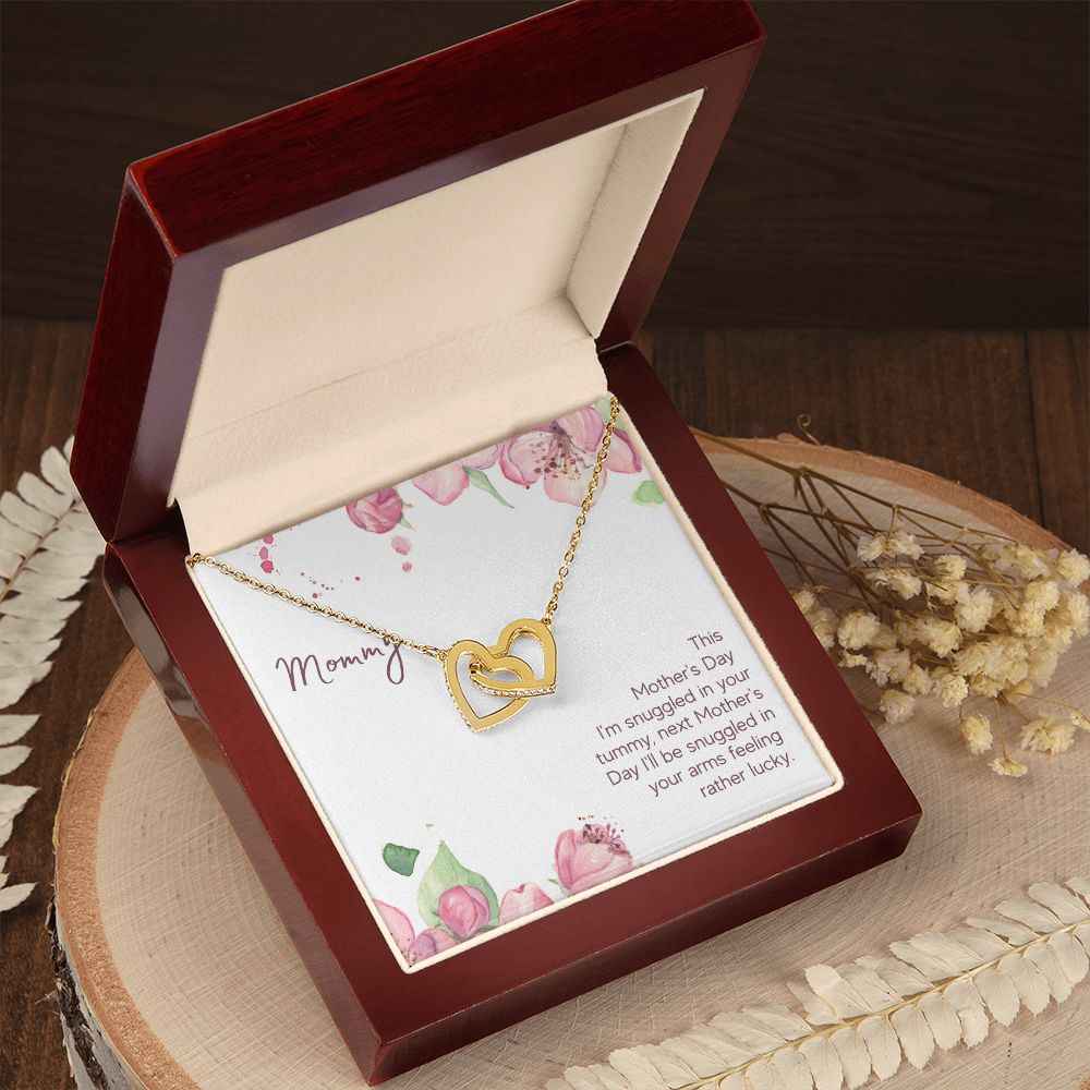To Mommy - Snuggled in Your tummy Interlocking Hearts Necklace