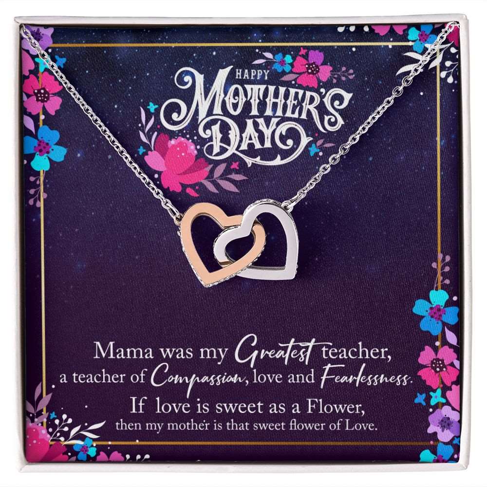 To Mother- Mama was the greatest teacher Happy Mothers' Day Interlocking Hearts Necklace - StarShineBox -