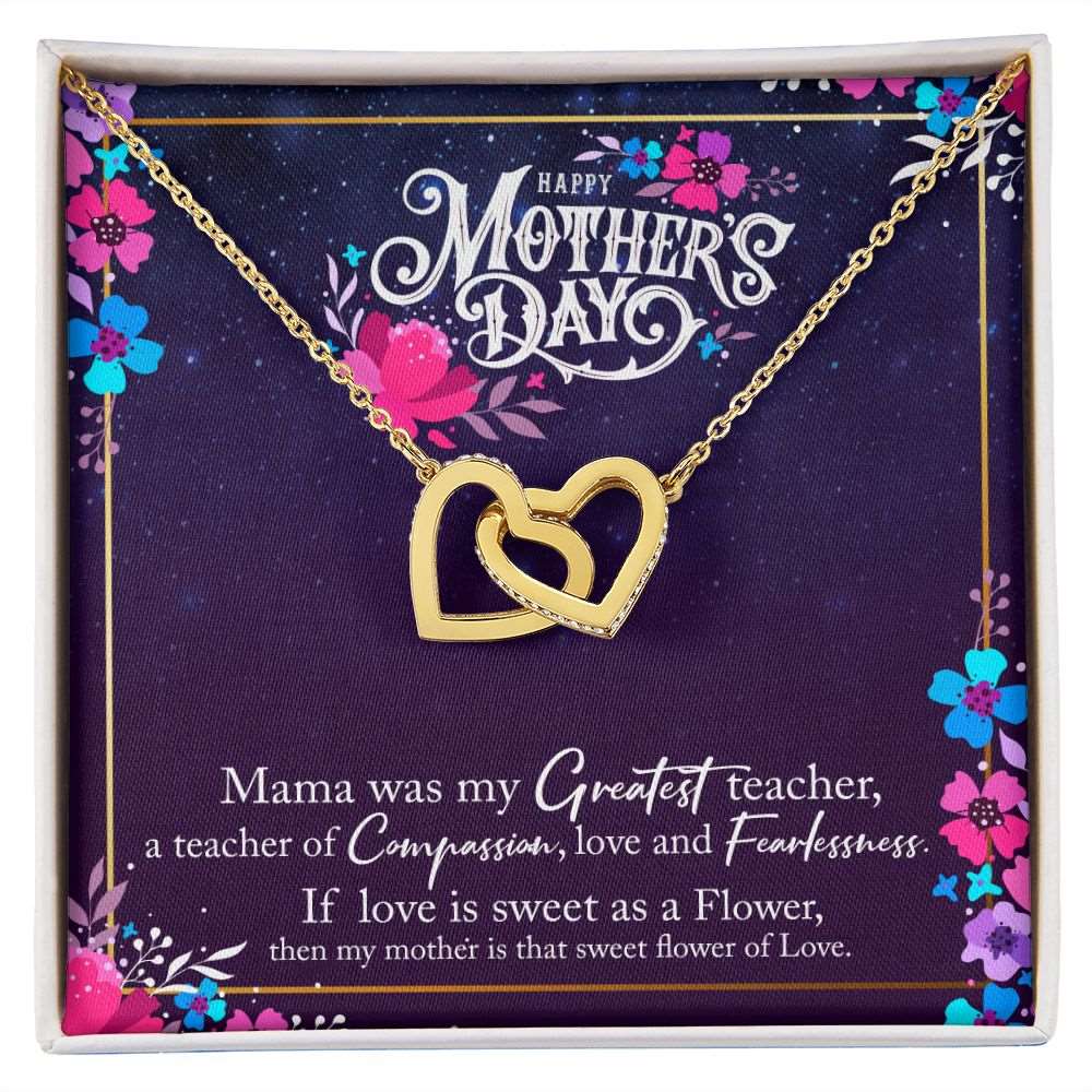 To Mother- Mama was the greatest teacher Happy Mothers' Day Interlocking Hearts Necklace - StarShineBox -