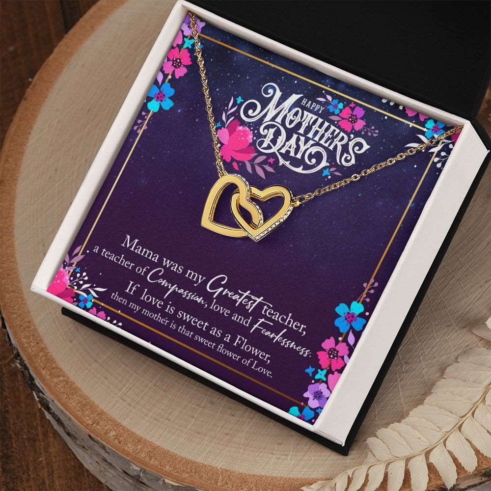 To Mother- Mama was the greatest teacher Happy Mothers' Day Interlocking Hearts Necklace - StarShineBox -