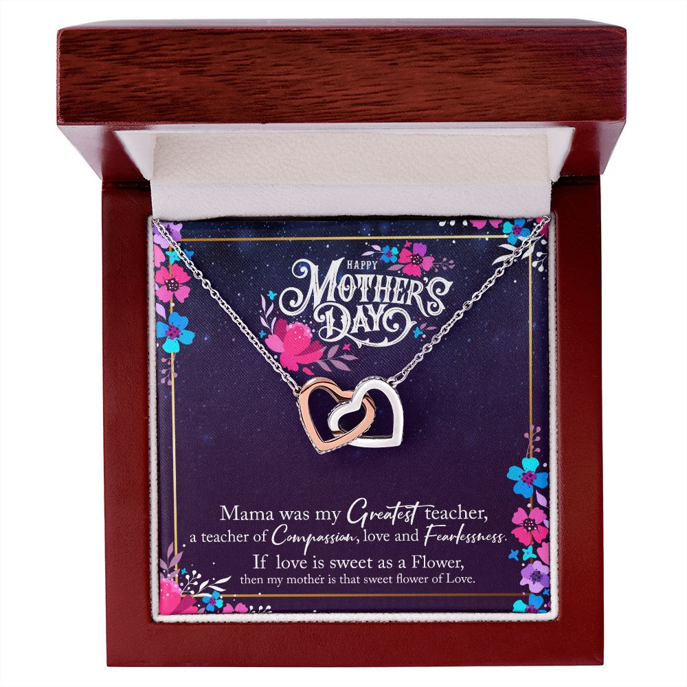 To Mother- Mama was the greatest teacher Happy Mothers' Day Interlocking Hearts Necklace - StarShineBox -