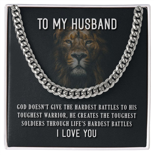 To My Husband- Toughest Warrior Cubin Link Chain - Starshine Box