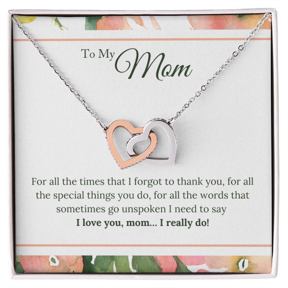 To My Mom - I Love You, I really Do Interlocking Hearts Necklace - StarShineBox -