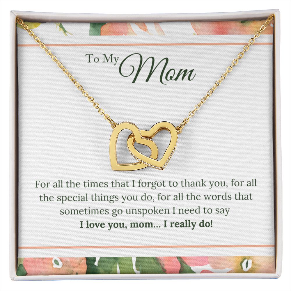 To My Mom - I Love You, I really Do Interlocking Hearts Necklace - StarShineBox -