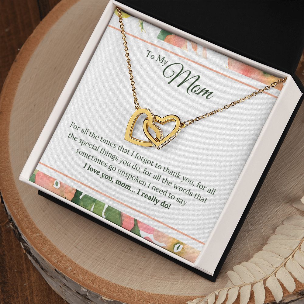 To My Mom - I Love You, I really Do Interlocking Hearts Necklace - StarShineBox -