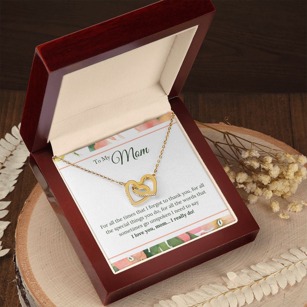 To My Mom - I Love You, I really Do Interlocking Hearts Necklace - StarShineBox -