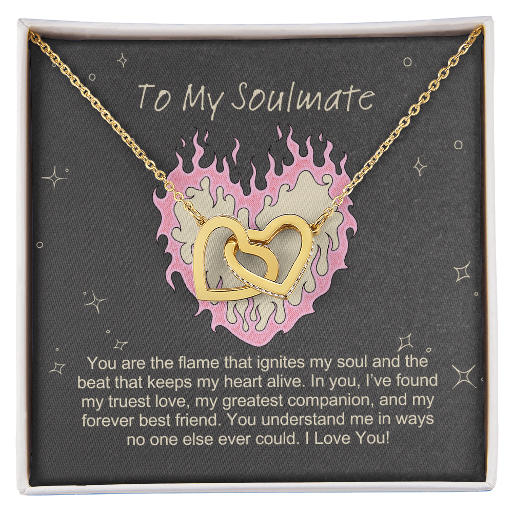To My Soulmate You are the flame that ignites my soul Interlocking Hearts necklace - StarShineBox -