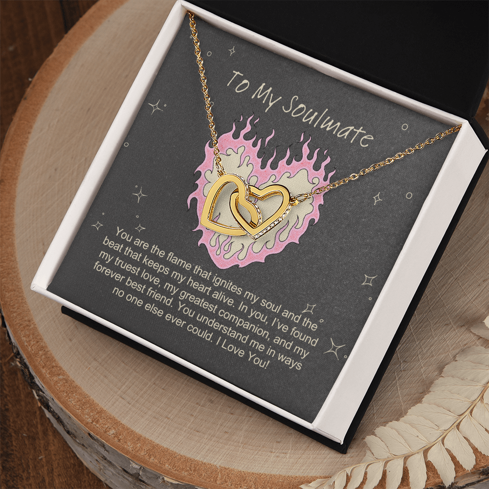To My Soulmate You are the flame that ignites my soul Interlocking Hearts necklace - StarShineBox -