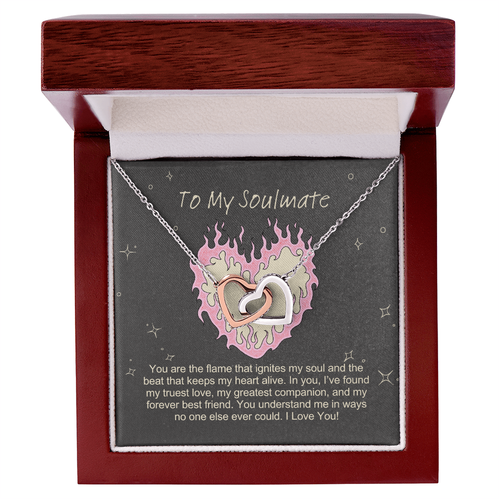 To My Soulmate You are the flame that ignites my soul Interlocking Hearts necklace - StarShineBox -