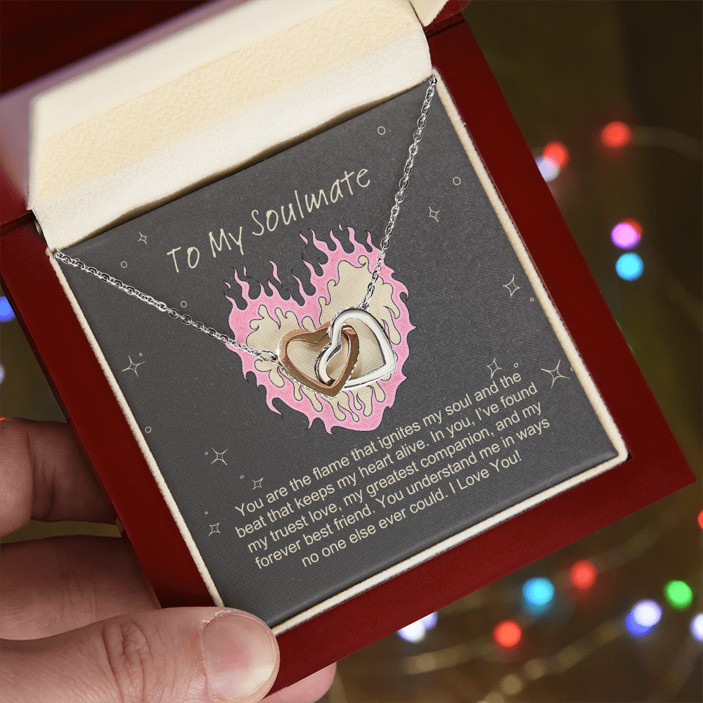 To My Soulmate You are the flame that ignites my soul Interlocking Hearts necklace - StarShineBox -
