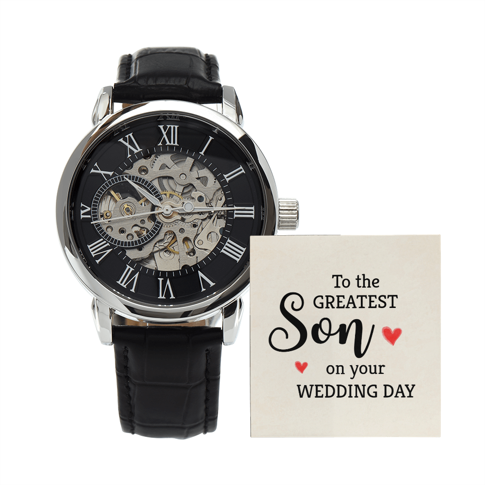 To the greatest son Men's Openwork Watch With Mahogany Box - StarShineBox -