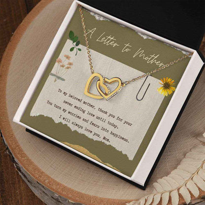A letter to mother interlocking hearts necklace