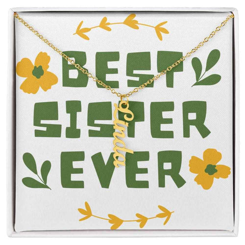 Best Sister Ever Personalized Vertical Name Necklace