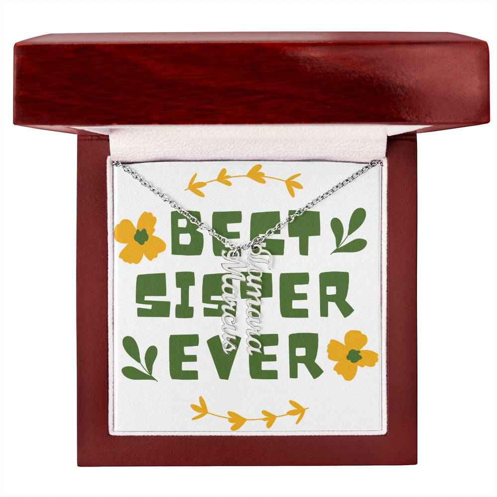 Best Sister Ever Personalized Vertical Name Necklace