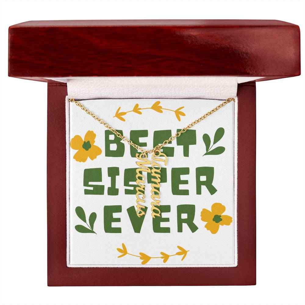 Best Sister Ever Personalized Vertical Name Necklace