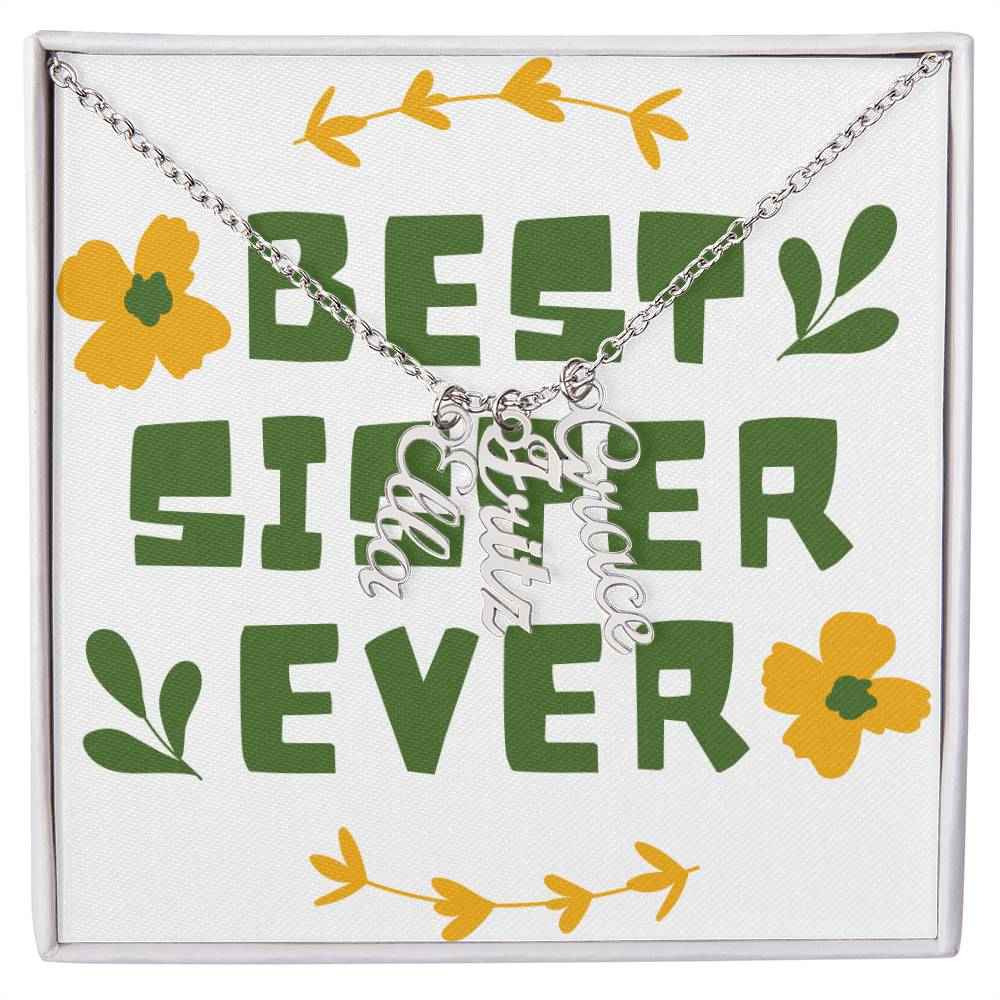 Best Sister Ever Personalized Vertical Name Necklace