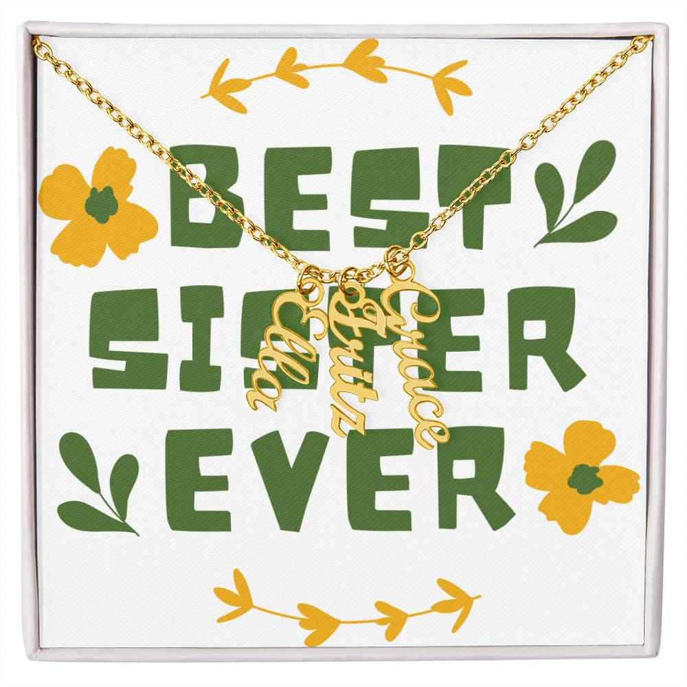 Best Sister Ever Personalized Vertical Name Necklace