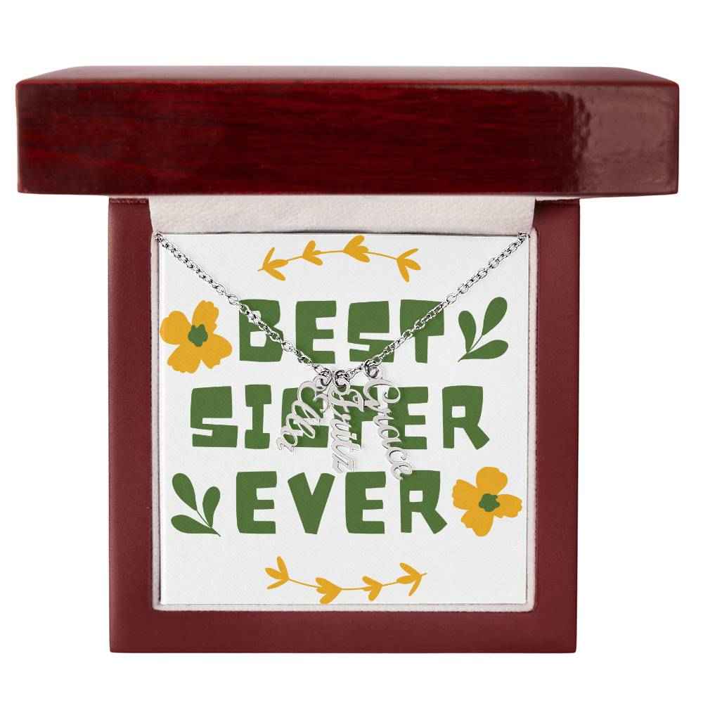 Best Sister Ever Personalized Vertical Name Necklace