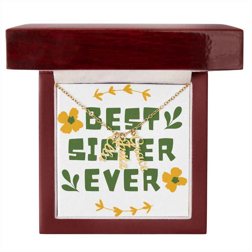 Best Sister Ever Personalized Vertical Name Necklace