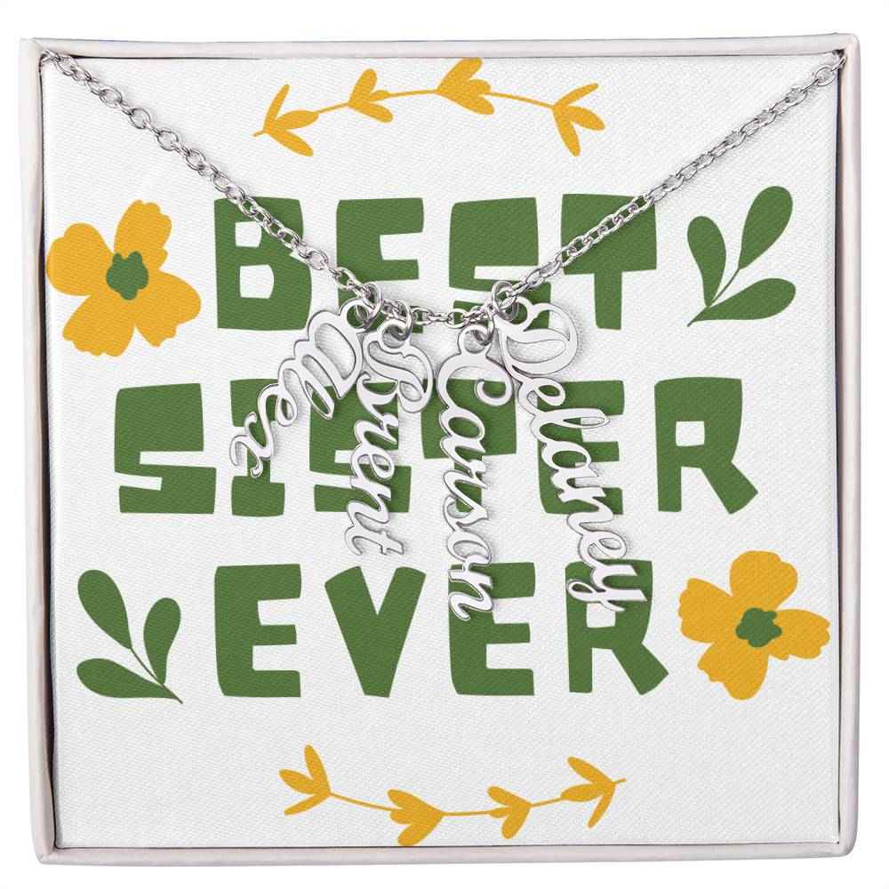 Best Sister Ever Personalized Vertical Name Necklace
