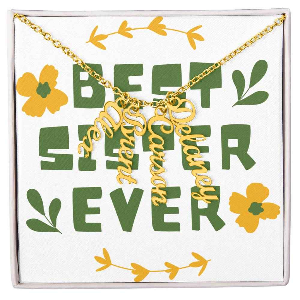 Best Sister Ever Personalized Vertical Name Necklace