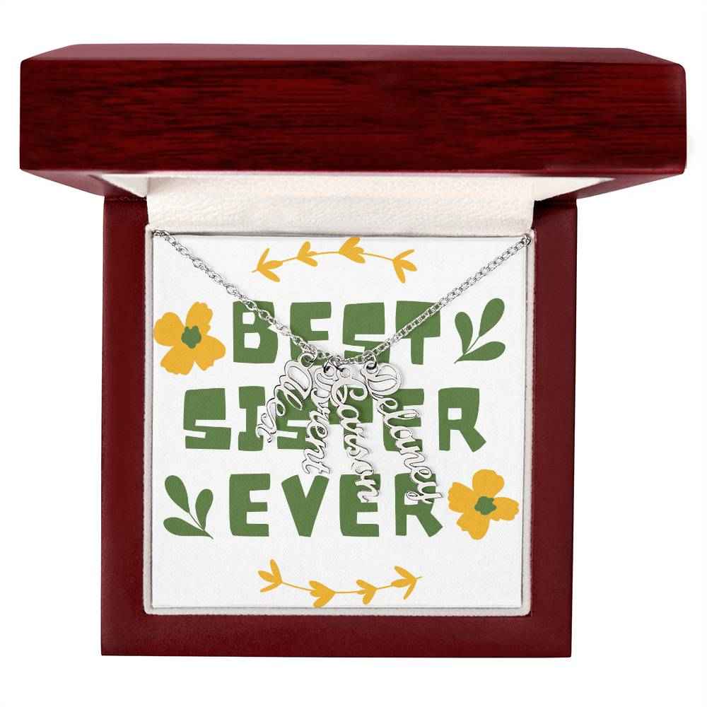 Best Sister Ever Personalized Vertical Name Necklace