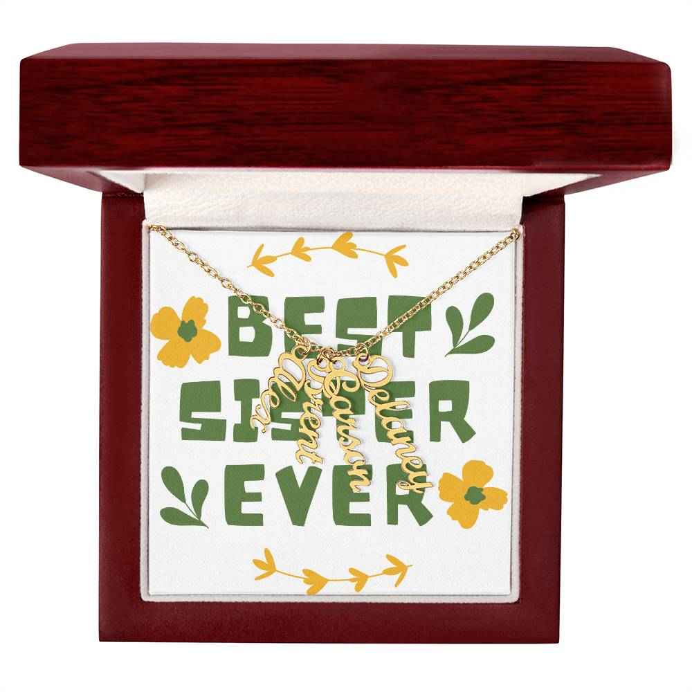 Best Sister Ever Personalized Vertical Name Necklace