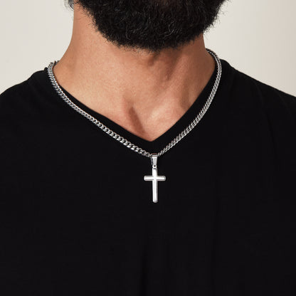 To My Dad - Personalized Cross with Cuban Link Chain