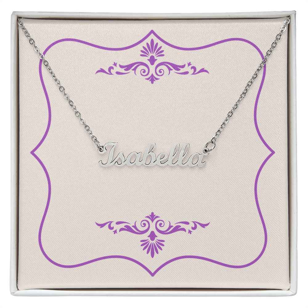 Custom Name Necklace Fancy Purple
