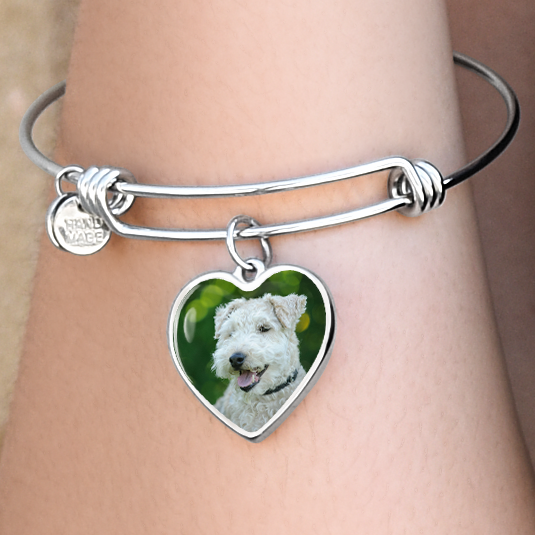 I love you more than treats personalized  Luxury Heart Bangle