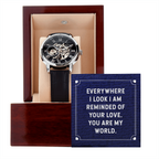 Everywhere I look Men's Openwork Watch With Mahogany Box - StarShineBox -
