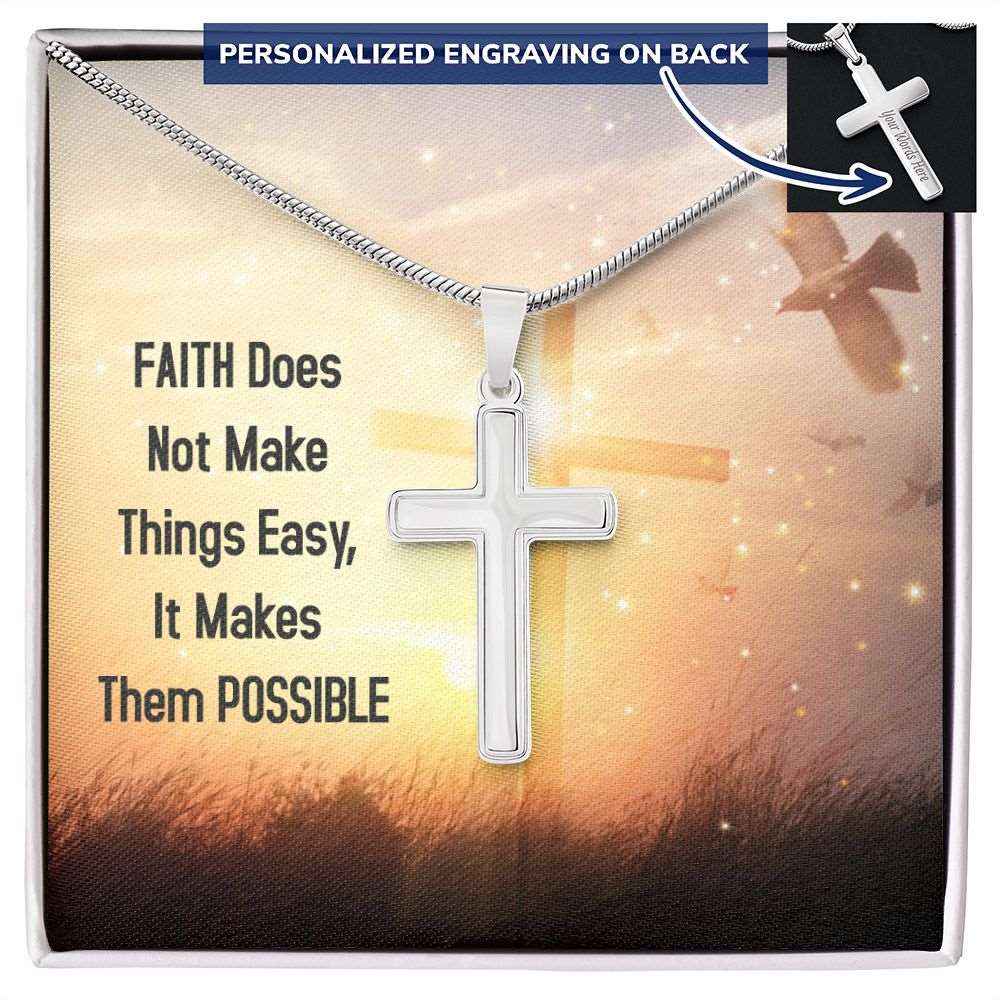 Faith does not make things easy- Personalized Cross Necklace